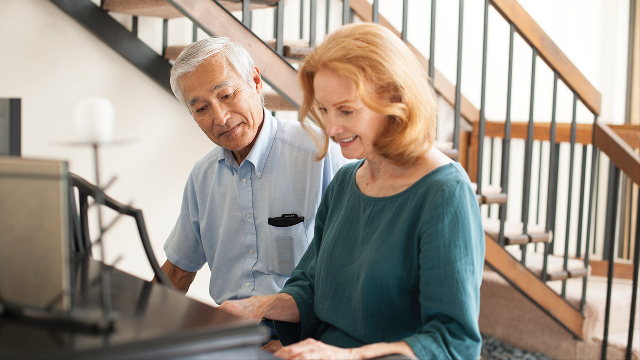 Indoor photo of a senior couple